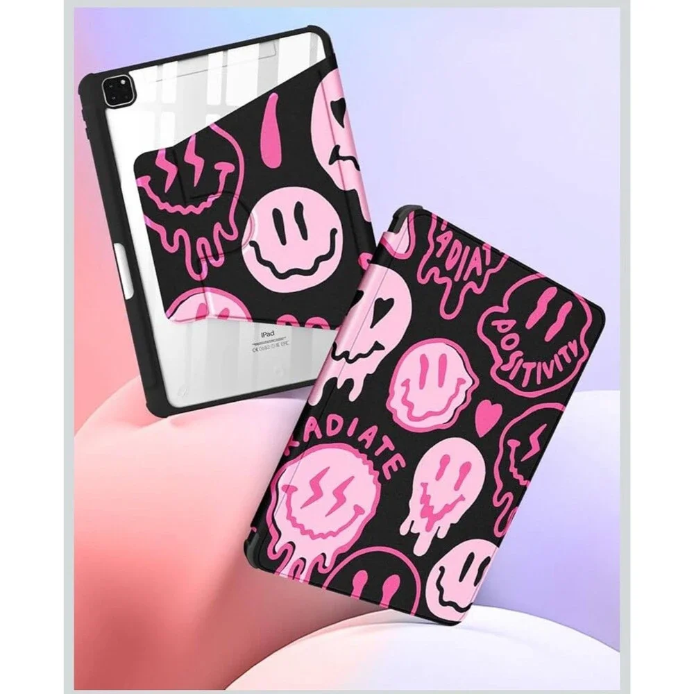 Kidcube iPad Air 13 Inch Case M3 2025/M2 2024, iPad Pro 12.9 Cases Pink Smiles